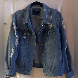 FOREVER 21 Distressed Denim Jacket Women’s Size 2X